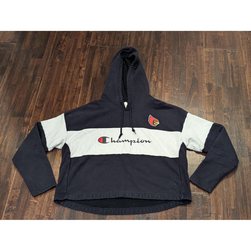 Champion Louisville Cardinals‎ Hoodie Womens Medium Black NCAA Reverse Weave